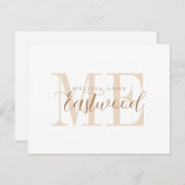 Élégant nom de script Gold Monogramme Carte à note (Devant / Derrière)