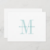Élégant nom de script Monogramme Turquoise carte d (Devant / Derrière)