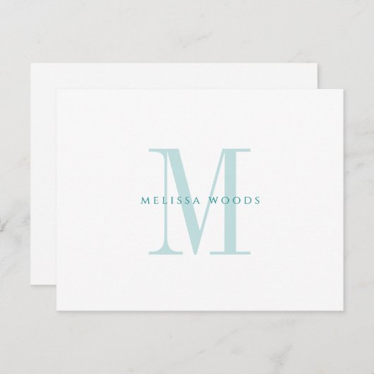 Élégant nom de script Monogramme Turquoise carte d (Devant / Derrière)