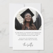 Élégant nom de script photo graduation faire-part (Dos)