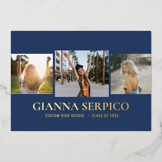 Élégant nom du diplômé Invitation de la Foil dans  (Recto)