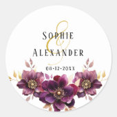 Élégant nom floral Date Mariage Sticker (Devant)