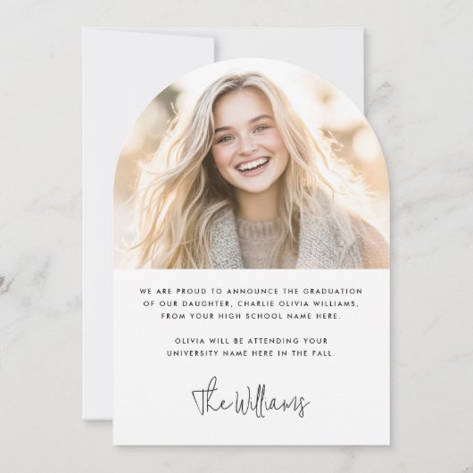 Elégant nom moderne photo graduation faire-part (Dos)