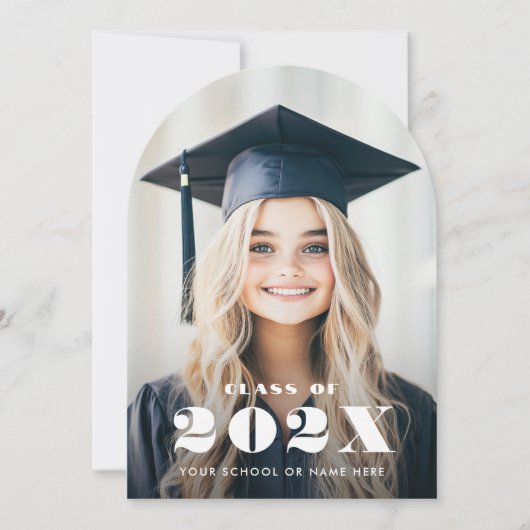 Elégant nom moderne photo graduation faire-part (Devant)