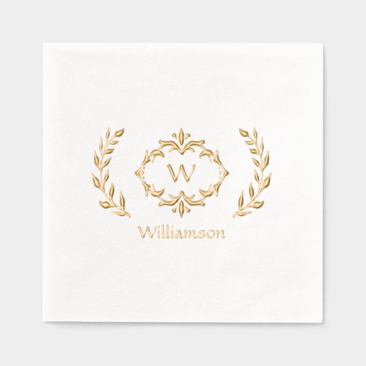 Élégant nom Monogramme Fancy Wreath White Gold (Recto)