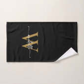 Élégant Nom Monogramme Or Noir Écriture Élégante (Serviette à main)