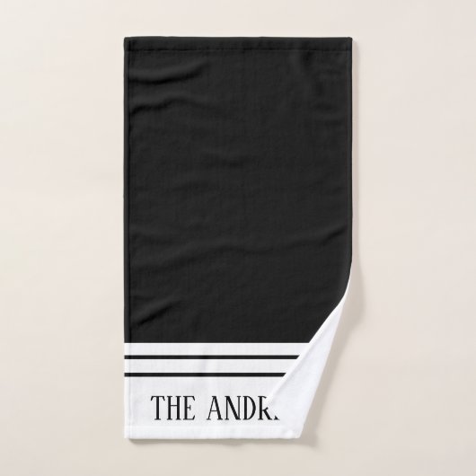 Élégant nom noir monogramme (Serviette à main)