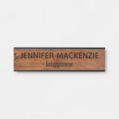 Élégant Nom Plaque Grain de bois Panneau de porte  (Devant)