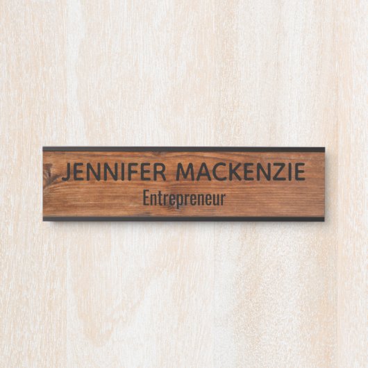 Élégant Nom Plaque Grain de bois Panneau de porte  (Devant)