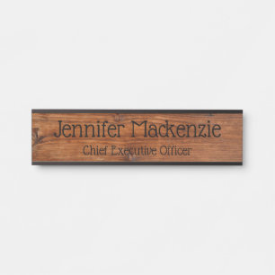 Élégant Nom Plaque Grain de bois Panneau de porte 