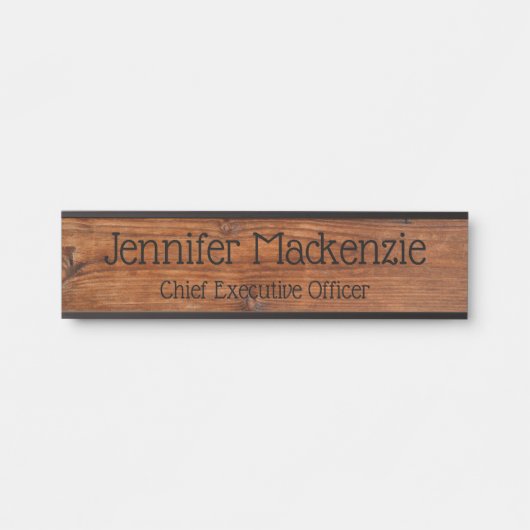 Élégant Nom Plaque Grain de bois Panneau de porte  (Devant)