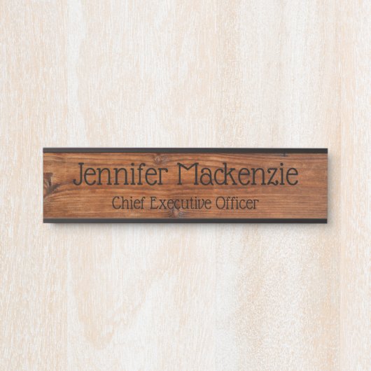 Élégant Nom Plaque Grain de bois Panneau de porte  (Devant)