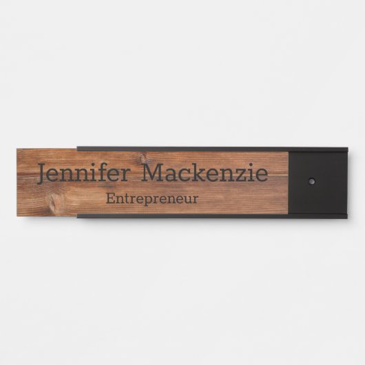 Élégant Nom Plaque Grain de bois Panneau de porte  (Devant)