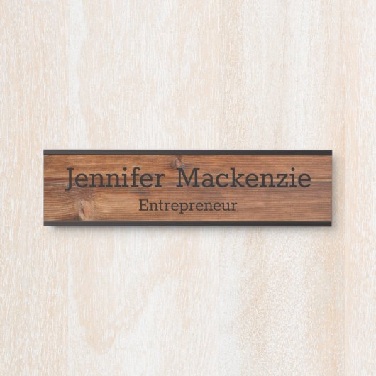 Élégant Nom Plaque Grain de bois Panneau de porte  (Devant)