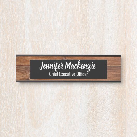 Élégant Nom Plaque Grain de bois Panneau de porte  (Devant)