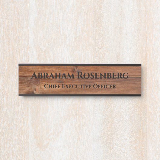 Élégant Nom Plaque Grain de bois Panneau de porte  (Devant)