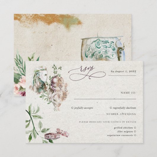 Elegant Norse Viking Wedding RSVP (Voorkant / Achterkant)