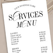 Élégant Nostalgic Script Logo Salon Services Menu