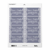 Elegant Nostalgic White Lace | Steel Blue Wedding Etiket (Full Sheet)