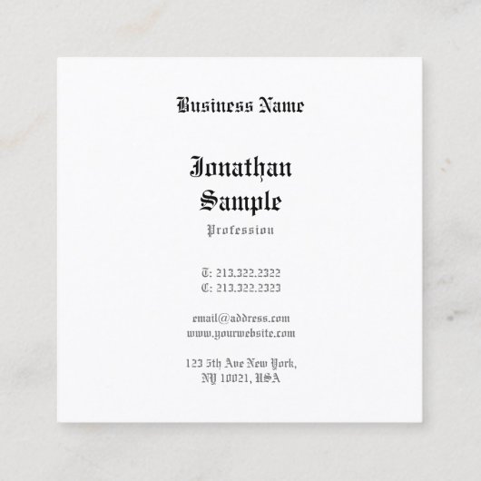 Elegant nostalgisch klassiek design met look vierkante visitekaartje (Achterkant)