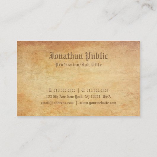 Elegant nostalgisch oud papier look professioneel visitekaartje (Achterkant)