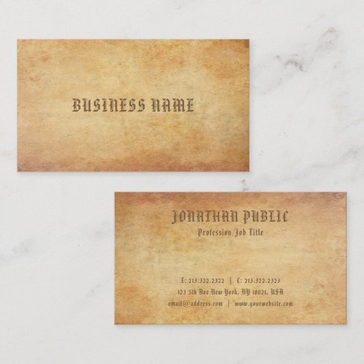 Elegant nostalgisch oud papier ziet er geraffineer visitekaartje (Voorkant / Achterkant)