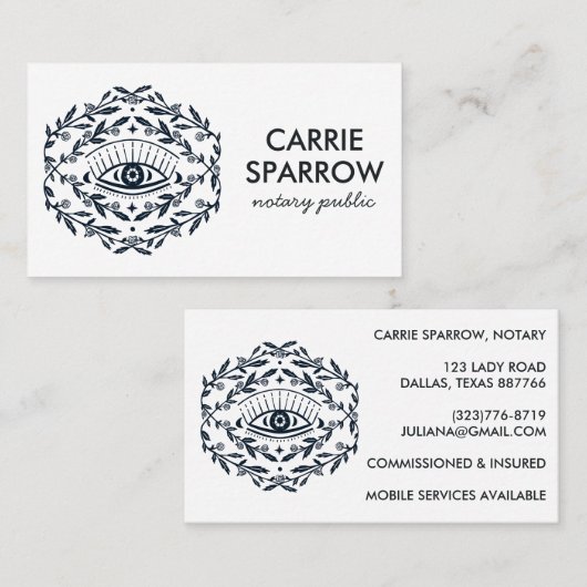 Elegant notaris public mystical Eye Roos wijnwijn Visitekaartje (Voorkant / Achterkant)