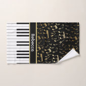 Élégant notes de musique dorée touches piano (Serviette à main)