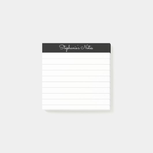 Elegant Notes Script Black Grey Lined Personalized (Voorkant)