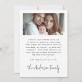 Elégant nouveau bébé photo faire-part merci (Dos)