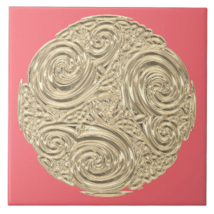 Elegant nouveau gold coral roze metallic modern tegeltje