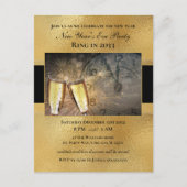 Élégant Nouvel An Black Gold Party Invitation (Devant)