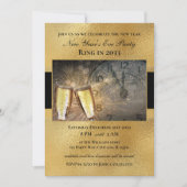 Élégant Nouvel An Black Gold Party Invitation (Devant)