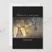 Élégant Nouvel An Black Gold Party Invitation (Dos)