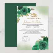 Elegant Nuestra Boda Smaragdgroen Kaart (Voorkant / Achterkant)