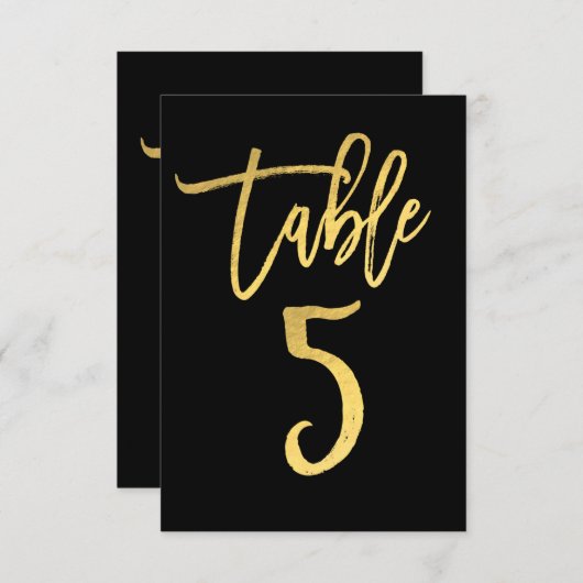 Élégant numéro de table 5 en écriture moderne avec (Devant / Derrière)