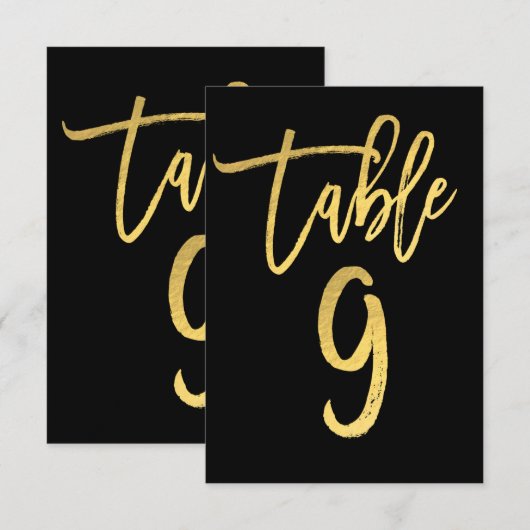 Élégant numéro de table 9 en écriture moderne avec (Devant / Derrière)
