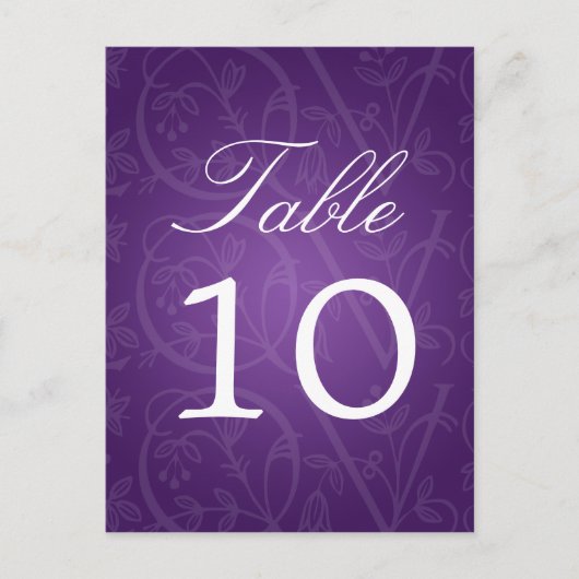 Élégant Numéro de table Amour Flourish Purple (Devant)
