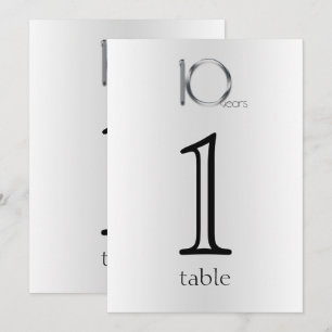 Élégant Numéro de Table Anniversaire des 10 ans en
