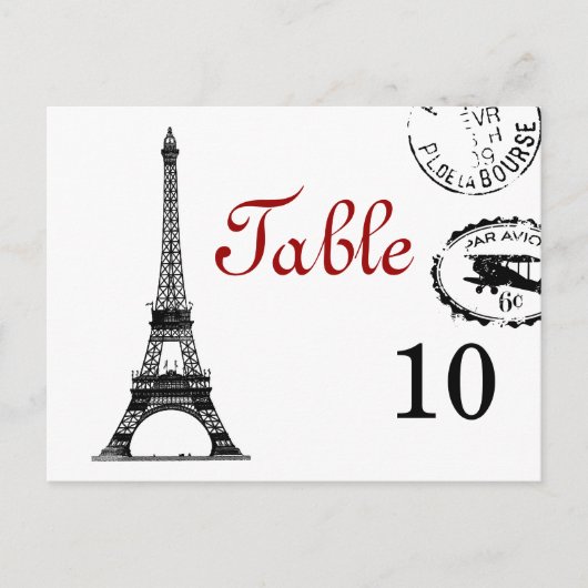 Elégant Numéro de table Carte postale Paris Vintag (Devant)