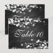 Élégant numéro de table Cerise Blossom Noir (Devant / Derrière)