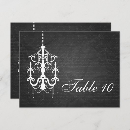 Élégant numéro de table Chandelier noir (Devant / Derrière)