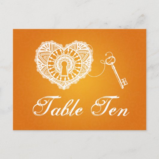 Élégant Numéro De Table Clé De Mon Coeur Orange (Devant)