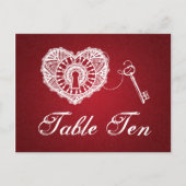Élégant Numéro De Table Clé De Mon Coeur Rouge (Devant)