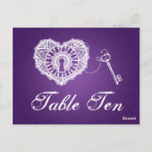 Élégant Numéro De Table Clé De Mon Coeur Violet (Dos)