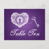 Élégant Numéro De Table Clé De Mon Coeur Violet (Devant)