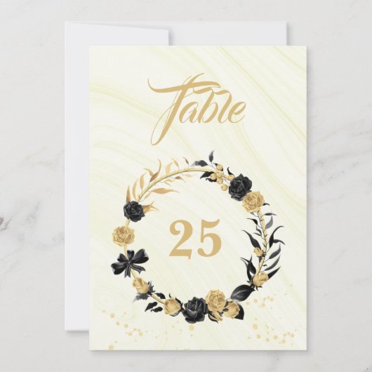 Élégant numéro de table de couronne or et noir (Dos)
