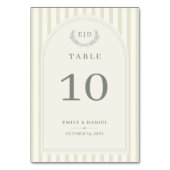 Élégant numéro de table de mariage à rayures vert (Dos)