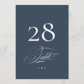 Élégant numéro de table de mariage bleu marine 5 x (Dos)