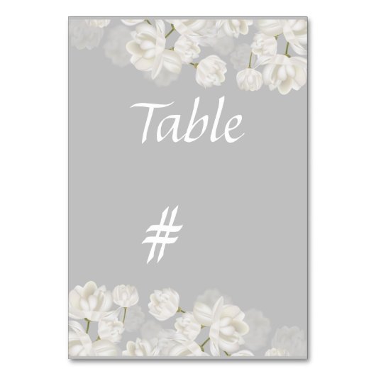 Élégant numéro de table de Mariage de tulipe blanc (Dos)